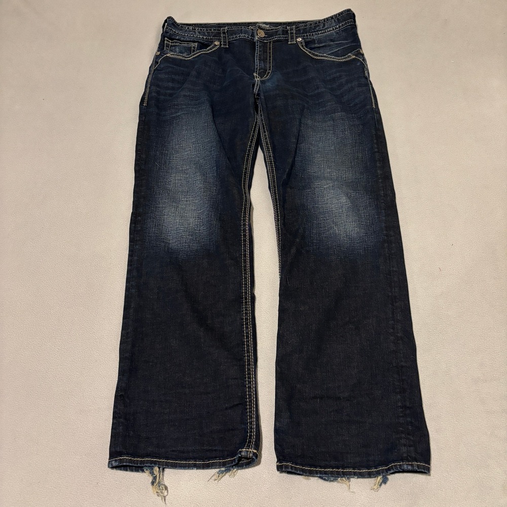 Silver Jeans Co Gordie Loose Fit Straight Leg Dark Wash Mens Jeans 38x34 Grunge